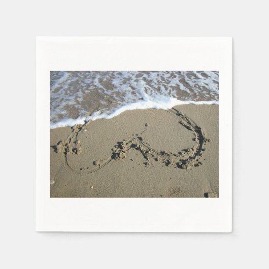 ハートサンドビーチ結婚式紙ナプキンス スタンダードカクテルナプキン (正面)