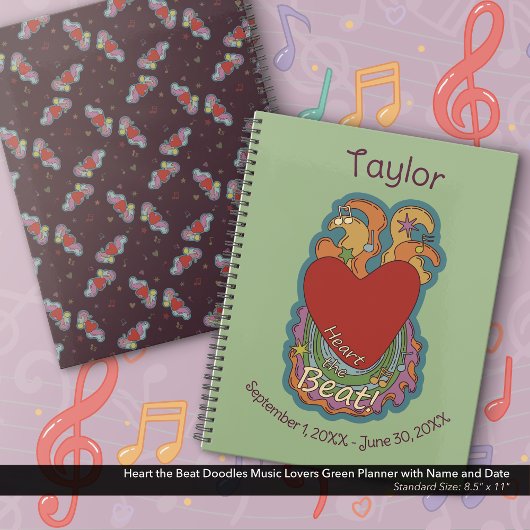 ハートザビートドードルズフォーミュージックラバーズグリーン プランナー手帳