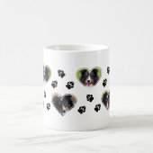 ハートシェイプのペットの写真テンプレートと手のプリント コーヒーマグカップ (中央)