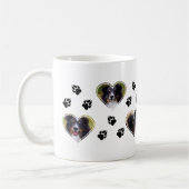 ハートシェイプのペットの写真テンプレートと手のプリント コーヒーマグカップ (左)