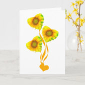 ハートシェイプひまわり花束バレンタイン カード (黄色い花)