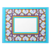 ハートシェイプダイヤモンド金ゴールドアクア縁どメモ ノートパッド (正面)