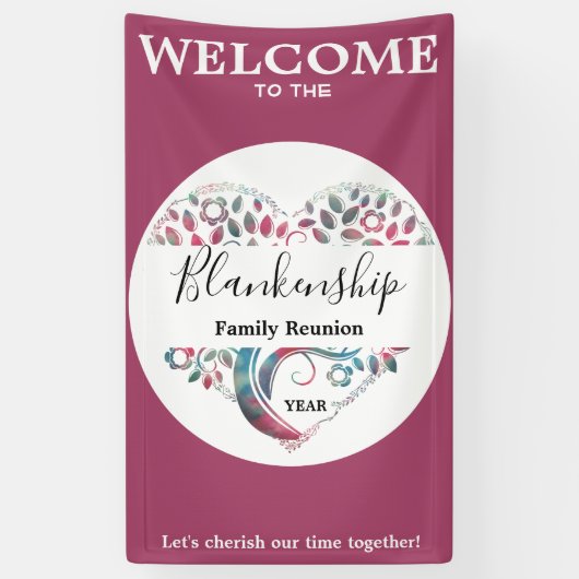 ハートシェイプツリーファミリ懇親会垂直テンプレート 横断幕 (縦)