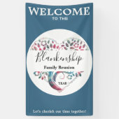 ハートシェイプツリーファミリ懇親会垂直テンプレート 横断幕 (縦)