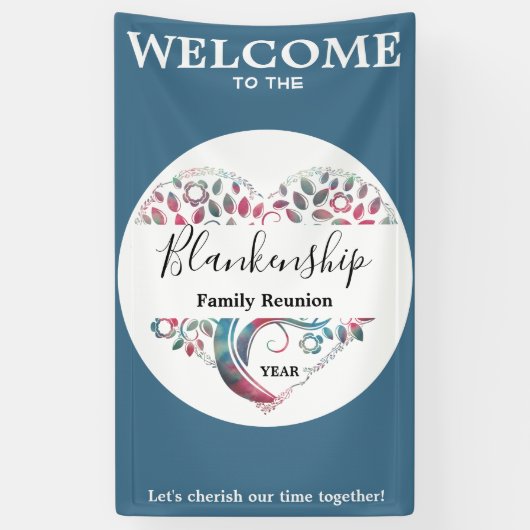 ハートシェイプツリーファミリ懇親会垂直テンプレート 横断幕 (縦)