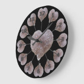 ハートシェイプピンクアメジストブラックアクリル壁時計 ラージ壁時計 (傾斜)