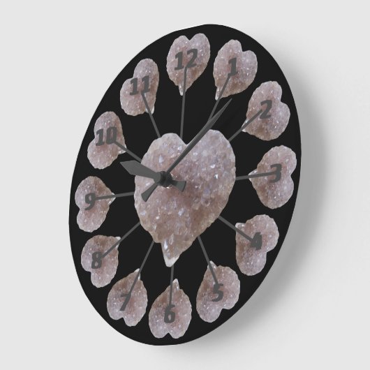 ハートシェイプピンクアメジストブラックアクリル壁時計 ラージ壁時計 (傾斜)
