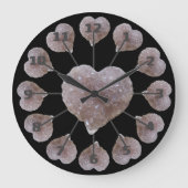 ハートシェイプピンクアメジストブラックアクリル壁時計 ラージ壁時計 (正面)