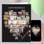 ハートシェイプフォトコラージラブスクリプト誕生日 カード<br><div class="desc">愛のハッピーバースデーハートのコラージュのカードで写真を言う。この写真テンプレートは、上から下に向かって行に写真を追加するように設定されている。写真コラージュは29枚の写真を収め、ポートレート、風景、正方形/インスタグラム形式の組み合わせで表示される。"love you"は手書きの文字でエレガント書かれ、内部の文言は完全に編集可能である。大事な行事のハッピーバースデーをもし編集する場合は、「デザイン」を編違う集する。永遠に宝を納めるためにフレームやメモリボックスに入れることができる素敵なキープサカード。</div>