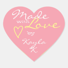 ハートシェイプフレームパステルガーリーピンク愛で作った ハートシール