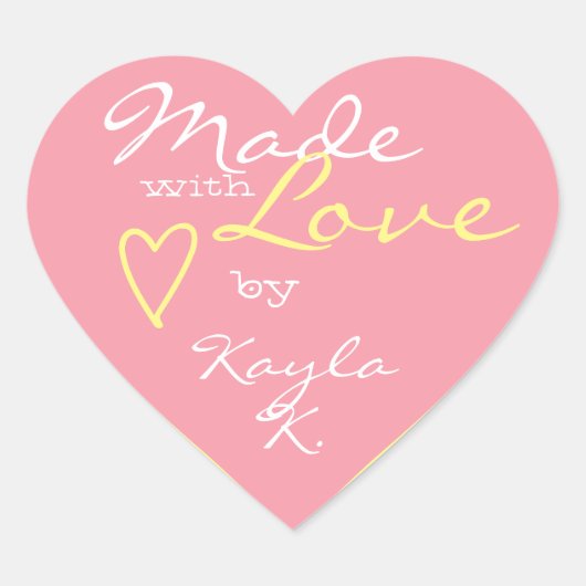 ハートシェイプフレームパステルガーリーピンク愛で作った ハートシール (正面)