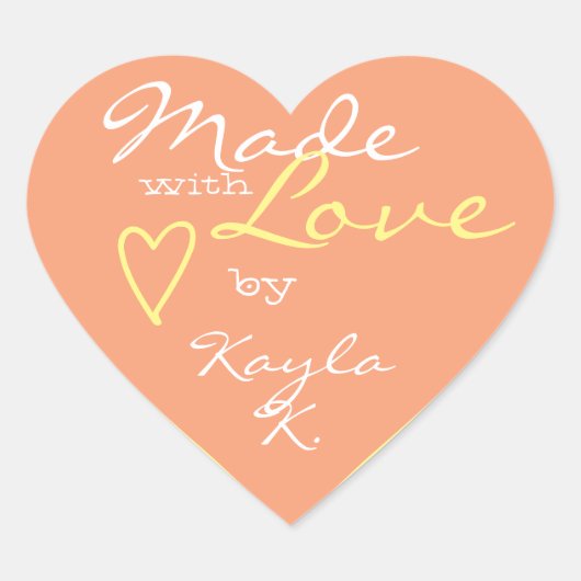 ハートシェイプフレームパステルピーチ可愛い愛で作った ハートシール (正面)