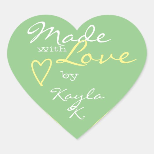 ハートシェイプフレームパステルミントグリーン作り愛 ハートシール (正面)