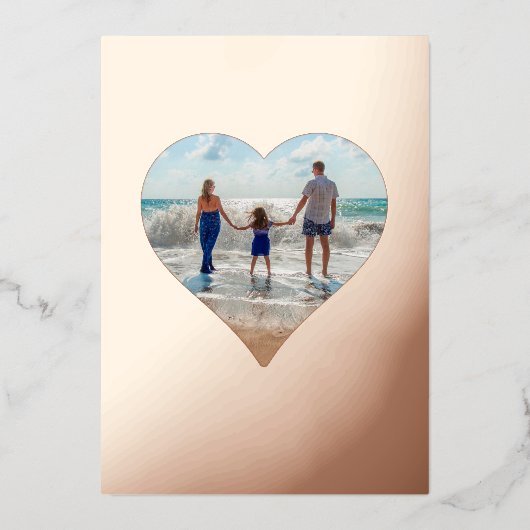 ハートシェイプフレーム写真のカスタマイズ可能な写真 実在 箔シーズンカード (正面)