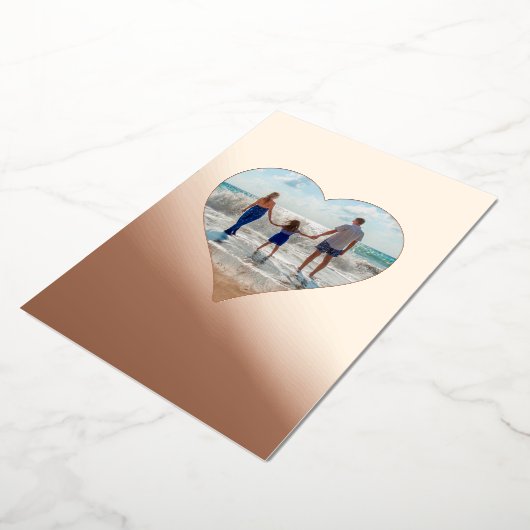 ハートシェイプフレーム写真のカスタマイズ可能な写真 実在 箔シーズンカード (回転した状態)