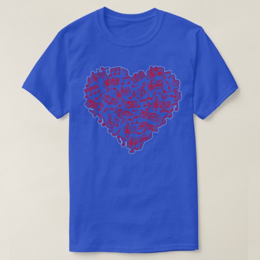 ハートシェイプミュージカルノート音楽愛好家 Tシャツ (デザイン正面)