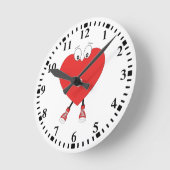 ハートシェイプレッドキュートラブキャラクターデザイン ラウンド壁時計 (傾斜)