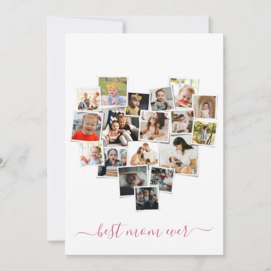 ハートシェイプ写真コラージュ母の日カード 招待状 (正面)