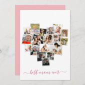 ハートシェイプ写真コラージュ母の日カード 招待状 (正面/裏面)