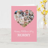 ハートシェイプ写真コラージュ母ピンク母の日 カード (黄色い花)