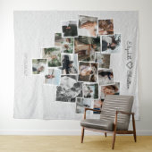 ハートシェイプ写真コラージラブル結婚の背景 タペストリー (インサイチュ(横))