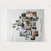 ハートシェイプ写真コラージラブル結婚の背景 タペストリー (正面(横))