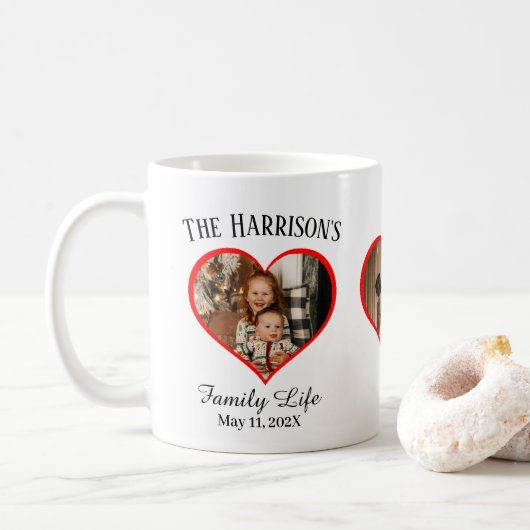 ハートシェイプ家族の写真の甘いメモリーコーヒーマグ コーヒーマグカップ (ドーナツ)