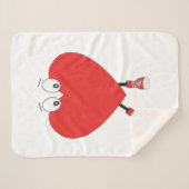 ハートシェイプ赤かわいいラブキャラクターデザイン シェルパブランケット (正面(横))