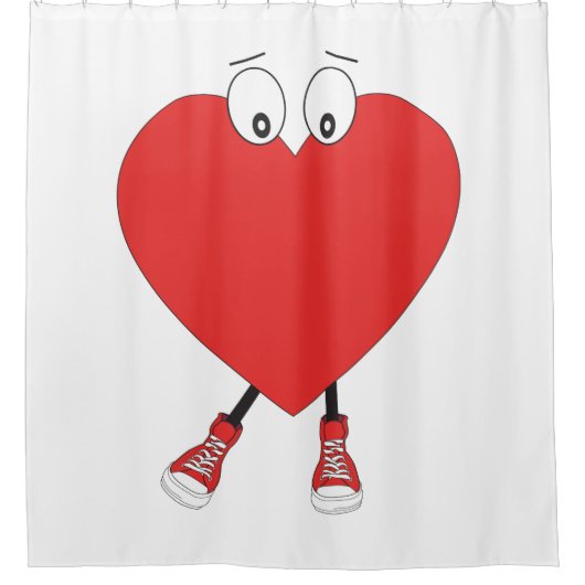 ハートシェイプ赤かわいいラブキャラクターデザイン シャワーカーテン (正面)