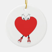 ハートシェイプ赤かわいいラブキャラクターデザイン セラミックオーナメント (正面)