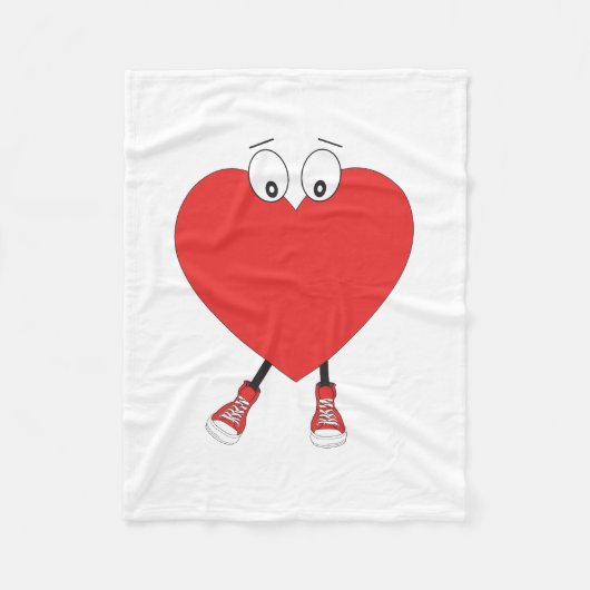 ハートシェイプ赤かわいいラブキャラクターデザイン フリースブランケット (正面)