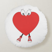 ハートシェイプ赤かわいいラブキャラクターデザイン ラウンドクッション (裏面)