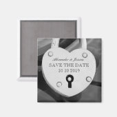 ハートシェイプlove lock photo日付マグネットを保存 マグネット (正面/裏面)