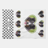 ハートシェイプPet写真テンプレートとPaws & Name キッチンタオル (横)