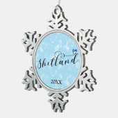 ハートシェットランド州旗 スノーフレークピューターオーナメント (右)