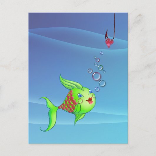 ハートシャロンシャンプの魚の泡 ポストカード (正面)