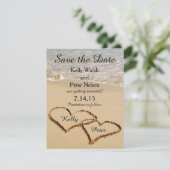 ハートショアビーチ日付カードを保存 招待状 (スタンド正面)