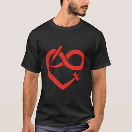 ハートシリンジ静脈吻合静脈切開術ナース医 Tシャツ (正面)