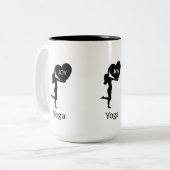 ハートシルエットと書道を持つ女性 ツートーンマグカップ (正面左)