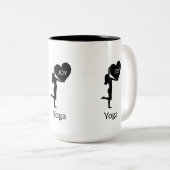 ハートシルエットと書道を持つ女性 ツートーンマグカップ (正面右)