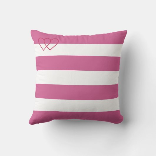 ハートシルエットバラ金ゴールドと白ストライプの クッション (裏面)