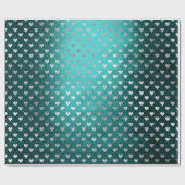 ハートシルバーティール（緑がかった色）水中競技深いトロピカルグリーン ラッピングペーパー (フラット)