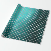 ハートシルバーティール（緑がかった色）水中競技深いトロピカルグリーン ラッピングペーパー (アンロールド)