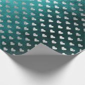 ハートシルバーティール（緑がかった色）水中競技深いトロピカルグリーン ラッピングペーパー (角)