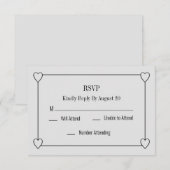 ハートシンプルとロマンチックホワイトウェディングRSVP ノートカード (正面/裏面)