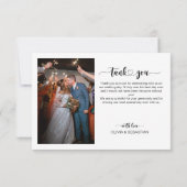 ハートシンプルと写真を含むスクリプト | 結婚s サンキューカード (裏面)