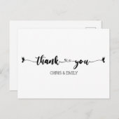 ハートシンプルと鳥の書道ありがとう ポストカード (正面/裏面)