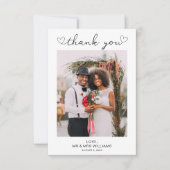 ハートシンプルの写真を含むミニマル結婚リストの サンキューカード (正面)