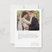 ハートシンプルの写真を含むミニマル結婚リストの サンキューカード (裏面)