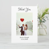 ハートシンプルの写真を含むミニマル結婚リストの サンキューカード (スタンド正面)